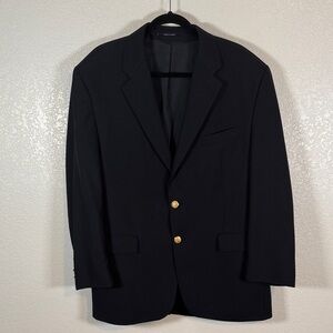 Lauren Ralph Lauren Navy Gold Tone Crest Buttons Wool Blazer Size 48